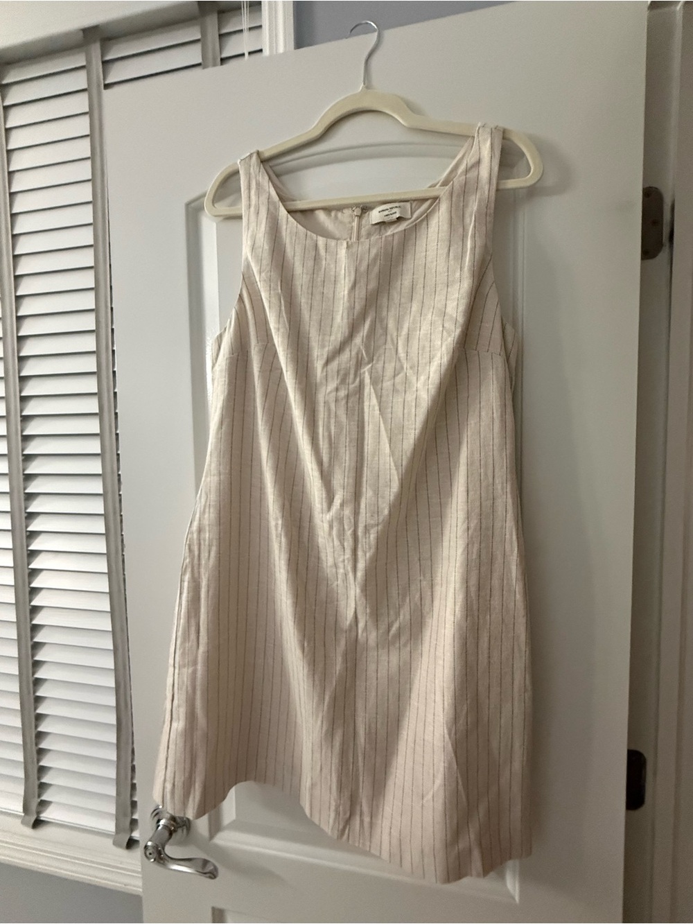 Banana Republic Cream Pinstripe Sleeveless linen Mini Dress